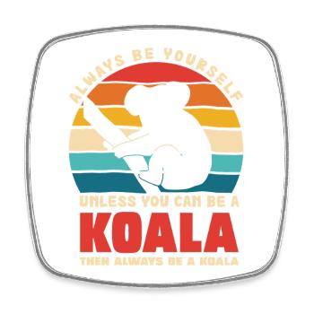 Koala Motto Retro Sunset - Square fridge magnet - white - Front