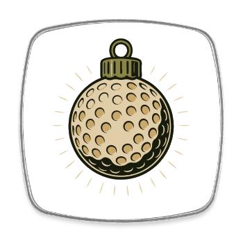 Funny Golf Christmas Ball Design - Square fridge magnet - white - Front