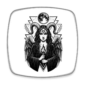 Lilith Demon Occultism Occult Art Pentagram - Square fridge magnet - white - Front