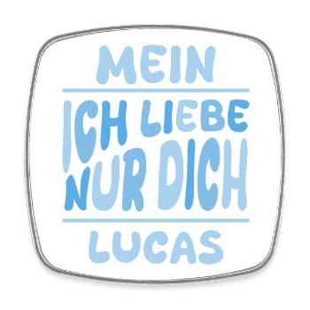 Lucas als Mann - Viereckiger Kühlschrankmagnet - Weiß - Vorne