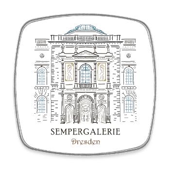Sempergalerie, Zwinger Dresden  handgezeichnet - Viereckiger Kühlschrankmagnet - Weiß - Vorne