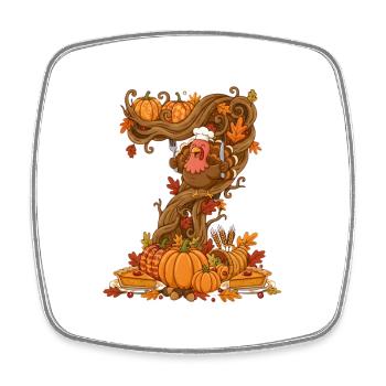 Récolte d’automne dinde sur arbre tordu - Magnet carré - blanc - Devant