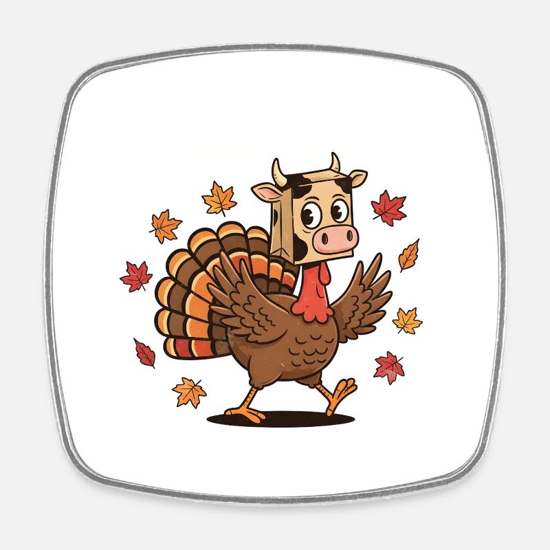 Moo Moo Turkey Mashup - Square fridge magnet - white