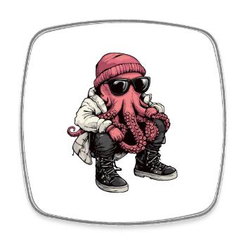 Octopus Cool Winter - Magnet carré - blanc - Devant