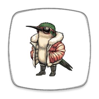 Kolibri Vogel Cool Winter - Viereckiger Kühlschrankmagnet - Weiß - Vorne