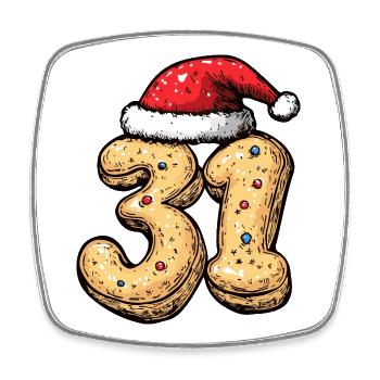 31 Number Biscuit Christmas - Square fridge magnet - white - Front