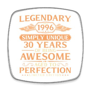Vintage 1996 Born 30th Birthday Gift Idea - Square fridge magnet - white - Front