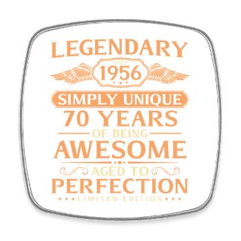 Vintage 1956 Born 70th Birthday Gift Idea - Square fridge magnet - white - Front