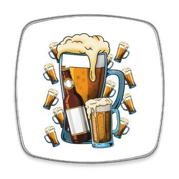 Bierfreude Krug Illustration - Viereckiger Kühlschrankmagnet - Weiß - Vorne