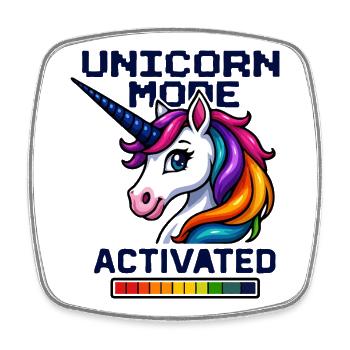 Unicorn Mode Activated - Square fridge magnet - white - Front
