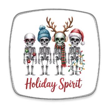 Skeleton Christmas Shirt – Holiday Spirit - Square fridge magnet - white - Front