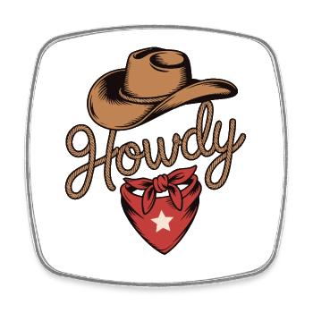 Howdy Cowboy - Western Rope Design - Viereckiger Kühlschrankmagnet - Weiß - Vorne