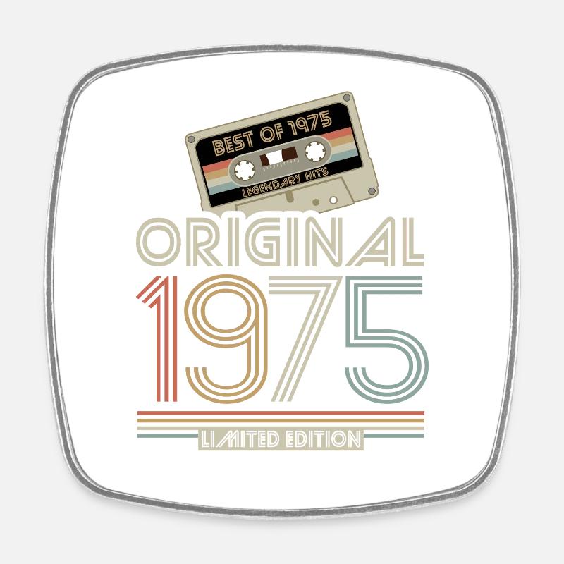 Limited Edition Original 1975 Retro Cassette - Square fridge magnet - white
