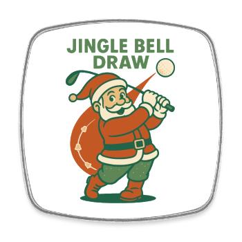 Jingle Bell Draw Funny Golf Santa Claus Holiday - Square fridge magnet - white - Front