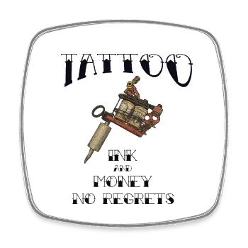 Machine à tatouer INK & MONEY - Magnet carré - blanc - Devant