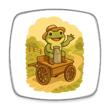 Frosch mit Milchkarren – Country Frog - Viereckiger Kühlschrankmagnet - Weiß - Vorne