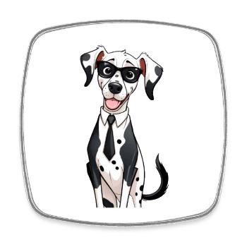 Dalmatian in suit with glasses - Square fridge magnet - white - Front