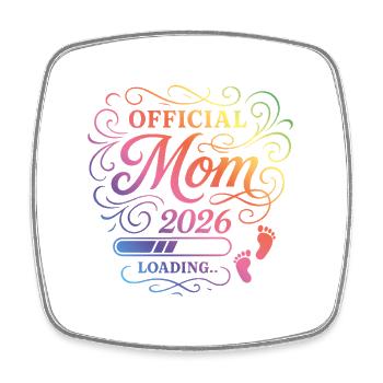Mama 2026 Loading Mom Bunt - Viereckiger Kühlschrankmagnet - Weiß - Vorne