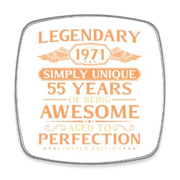 Vintage 1971 Born 55th Birthday Gift Idea - Square fridge magnet - white - Front