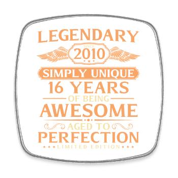 Millésime 2010 Né 16ème Anniversaire Idée Cadeau - Magnet carré - blanc - Devant