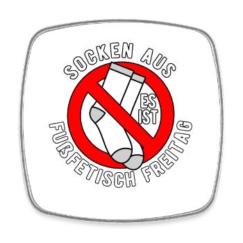 Keine Socken Erlaubt Schild Füße - Viereckiger Kühlschrankmagnet - Weiß - Vorne