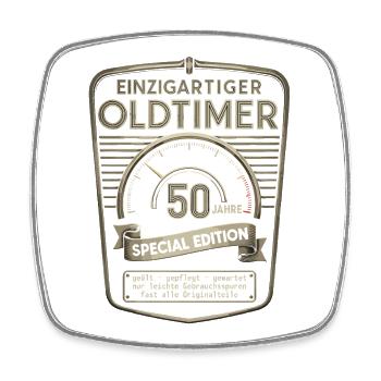 50e anniversaire 50s 50e 50e 50e 50e anniversaire Voiture classique - Magnet carré - blanc - Devant