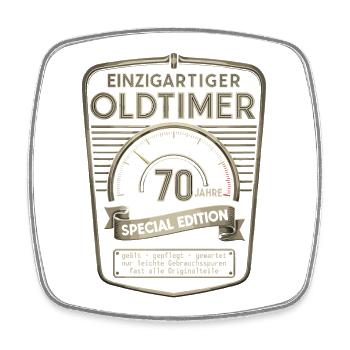 70th Birthday 70s 70th 70th Anniversary Vintage Car - Square fridge magnet - white - Front