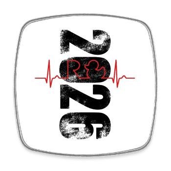 Rente 2026 - Retraite - Courbe ECG de rente - Magnet carré - blanc - Devant
