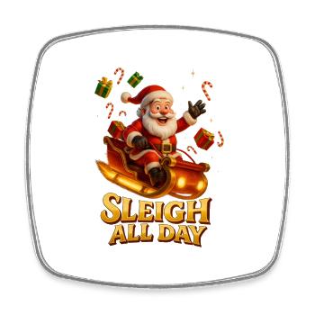 Sleigh All Day Weihnachtsfreude - Viereckiger Kühlschrankmagnet - Weiß - Vorne