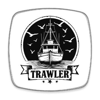 Trawler Fishing Cutter Ahoy Maritim - Square fridge magnet - white - Front
