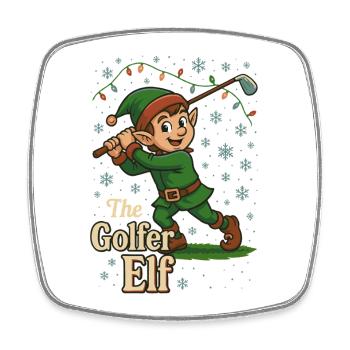 The Golfer Elf Funny Golf Player Design - Square fridge magnet - white - Front