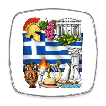 Griechisches Erbe - Viereckiger Kühlschrankmagnet - Weiß - Vorne