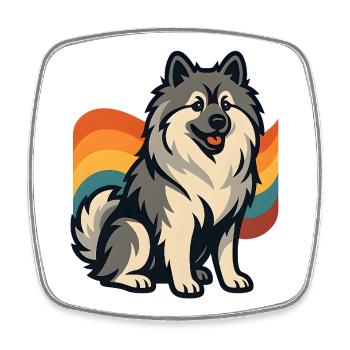 Deutscher Spitz Hund im Regenbogen Hintergrund - Viereckiger Kühlschrankmagnet - Weiß - Vorne