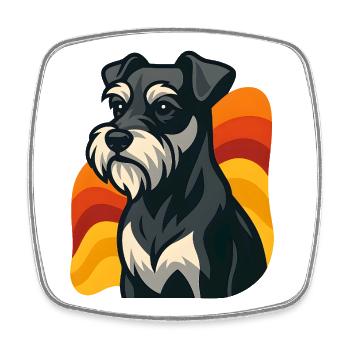 Miniature Schnauzer Dog at Sunset - Square fridge magnet - white - Front