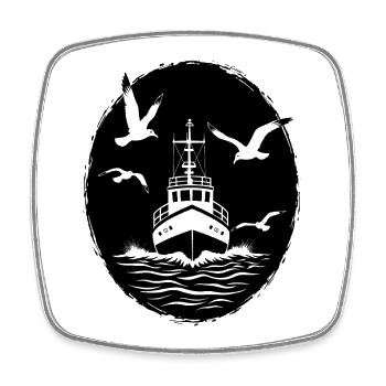 Fishing Cutter Trawler Fishing Sea - Square fridge magnet - white - Front