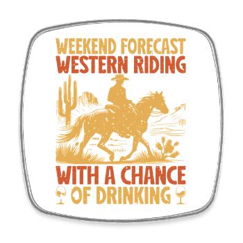 Western Rider Forecast Western Riding Cowboy - Square fridge magnet - white - Front