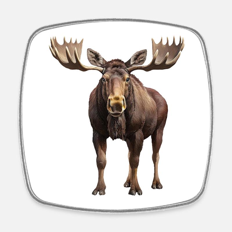 Elk - Square fridge magnet - white