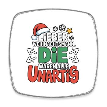 Lieber Weihnachtsmann Unartig - Viereckiger Kühlschrankmagnet - Weiß - Vorne
