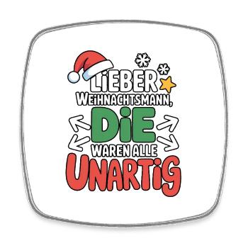 Lieber Weihnachtsmann Unartig Humor - Viereckiger Kühlschrankmagnet - Weiß - Vorne