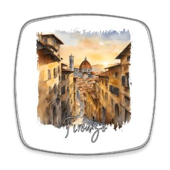 Watercolor of Florence, Florence Italy - Square fridge magnet - white - Front