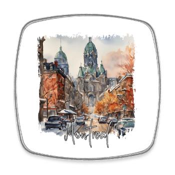 Montreal Aquarell, Montreal, Kanada - Viereckiger Kühlschrankmagnet - Weiß - Vorne