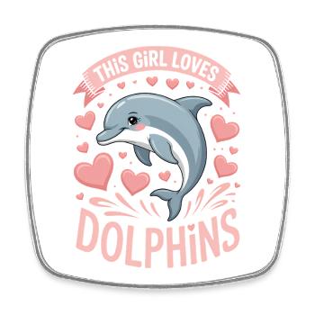 dauphin disant fille drôle dauphin cadeau - Magnet carré - blanc - Devant