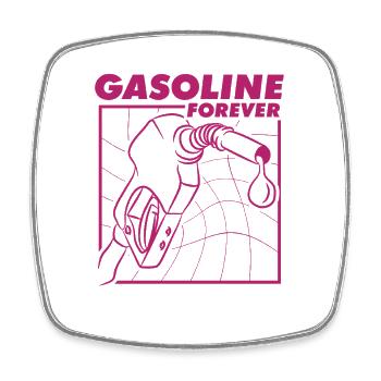 Gasoline Forever Classic Car Fan Design - Square fridge magnet - white - Front