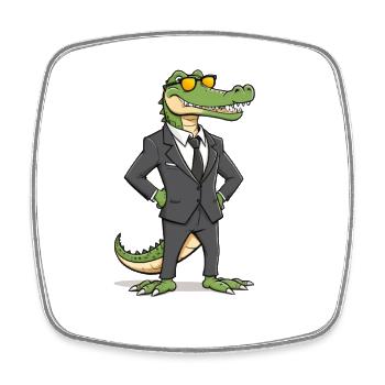 Alligator en costume avec lunettes de soleil - Magnet carré - blanc - Devant
