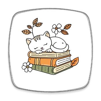 Bücher und Katzen Geschenkidee Frau Mann - Viereckiger Kühlschrankmagnet - Weiß - Vorne