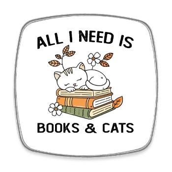 Bücher und Katzen Geschenkidee Frau Mann - Viereckiger Kühlschrankmagnet - Weiß - Vorne