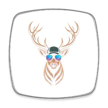 Cerf frais avec des bois - Magnet carré - blanc - Devant