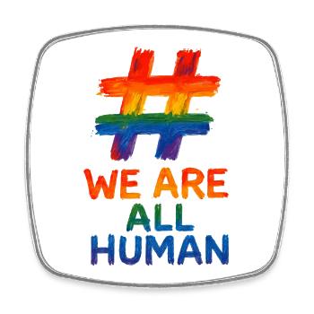 #WeAreAllHuman – Regenbogen Watercolor Design - Viereckiger Kühlschrankmagnet - Weiß - Vorne