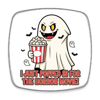 Popcorn Ghost Horror Movie Fun - Square fridge magnet - white - Front