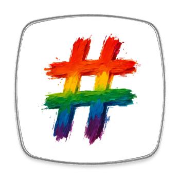Colorful hashtag painted in rainbow colors - Square fridge magnet - white - Front